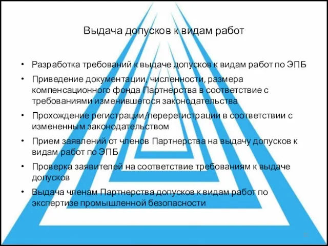 Выдача допусков к видам работ Разработка требований к выдаче допусков к видам