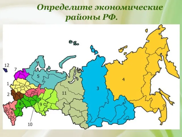 Определите экономические районы РФ.