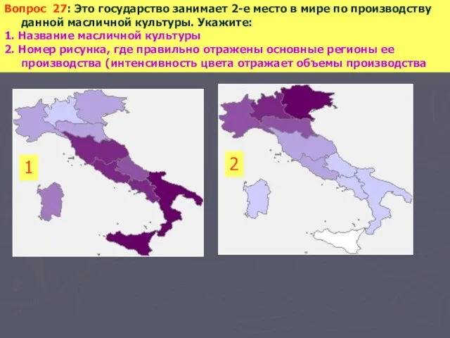 Вопрос 27: Это государство занимает 2-е место в мире по производству данной