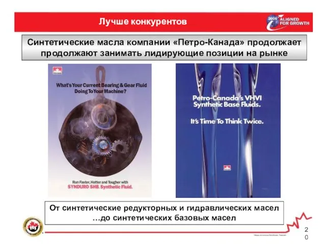 Лучше конкурентов Синтетические масла компании «Петро-Канада» продолжает продолжают занимать лидирующие позиции на