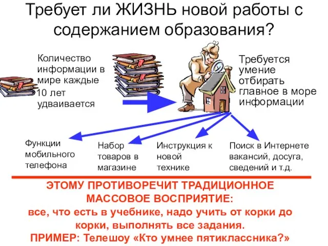 Требует ли ЖИЗНЬ новой работы с содержанием образования? Количество информации в мире