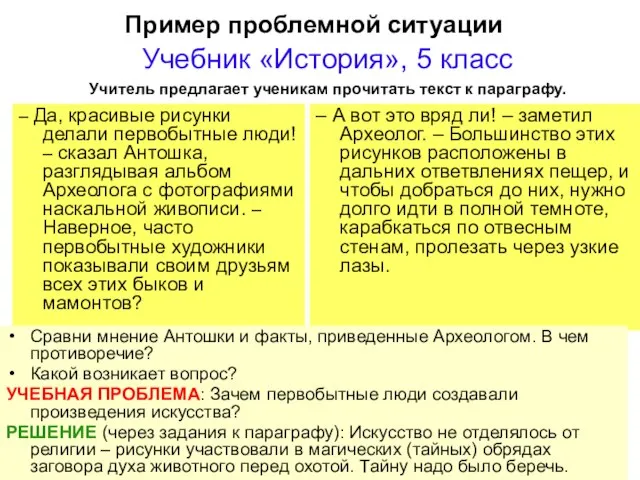 Пример проблемной ситуации – Да, красивые рисунки делали первобытные люди! – сказал