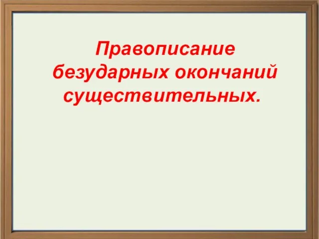 Правописание безударных окончаний существительных.