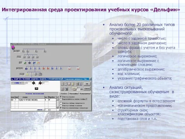 © МЭИ (ТУ), 2001 Интегрированная среда проектирования учебных курсов «Дельфин» Анализ более