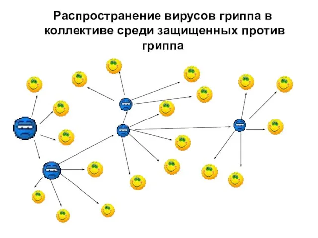 Распространение вирусов гриппа в коллективе среди защищенных против гриппа