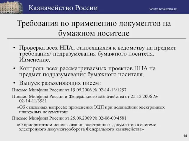 Требования по применению документов на бумажном носителе Проверка всех НПА, относящихся к