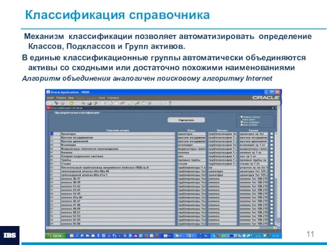 Классификация справочника Механизм классификации позволяет автоматизировать определение Классов, Подклассов и Групп активов.