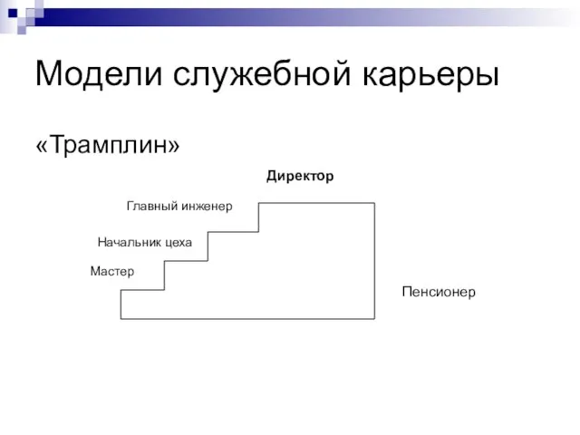 Модели служебной карьеры «Трамплин» Директор Пенсионер