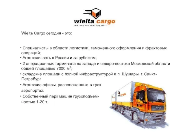 Wielta Cargo сегодня - это: Специалисты в области логистики, таможенного оформления и