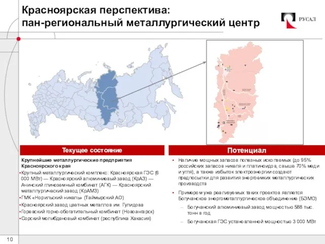 Красноярская перспектива: пан-региональный металлургический центр Крупнейшие металлургические предприятия Красноярского края Крупный металлургический