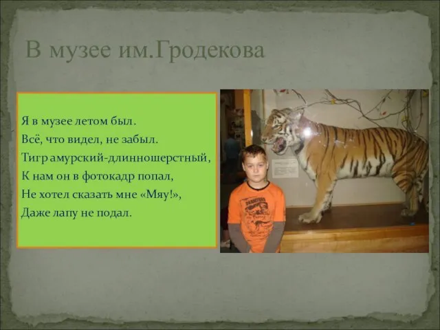 В музее им.Гродекова Я в музее летом был. Всё, что видел, не