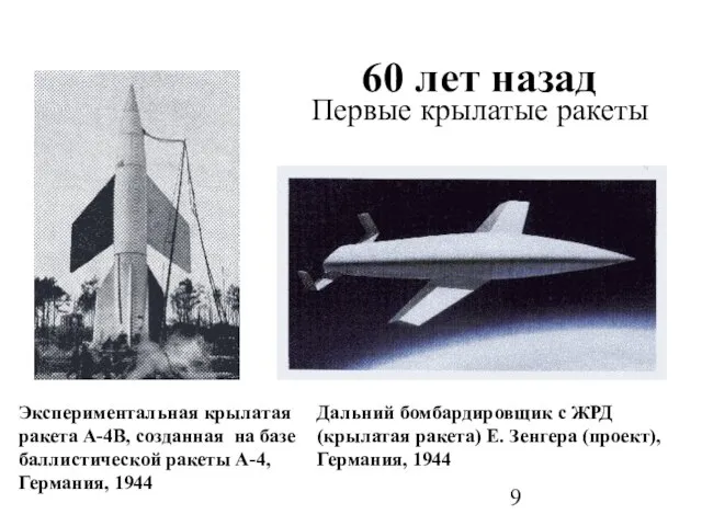 60 лет назад Первые крылатые ракеты Экспериментальная крылатая ракета А-4B, созданная на