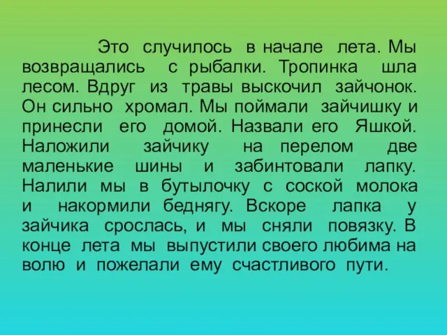 Это случилось в начале лета. Мы возвращались с рыбалки. Тропинка шла лесом.