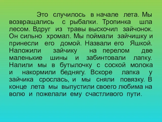 Это случилось в начале лета. Мы возвращались с рыбалки. Тропинка шла лесом.