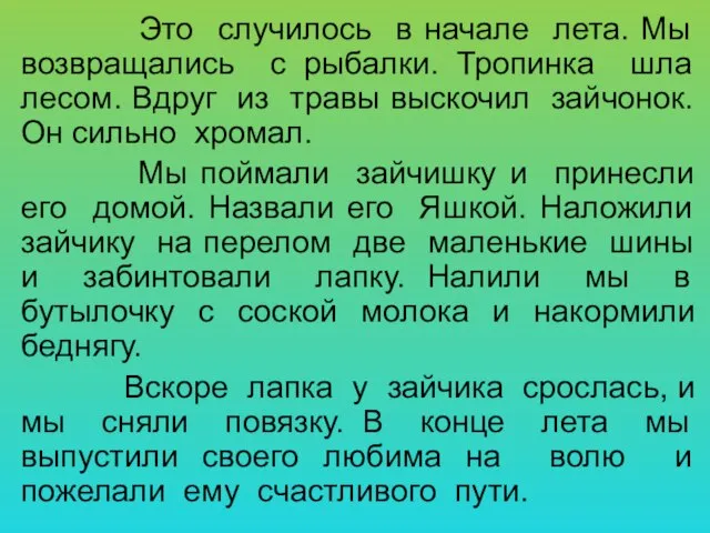 Это случилось в начале лета. Мы возвращались с рыбалки. Тропинка шла лесом.