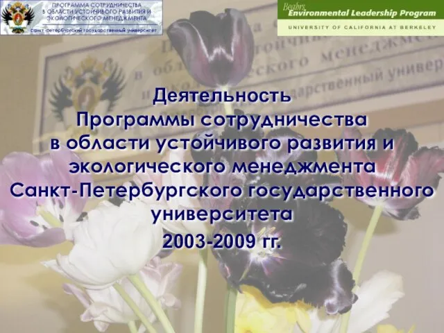 Деятельность Программы сотрудничества в области устойчивого развития и экологического менеджмента Санкт-Петербургского государственного университета 2003-2009 гг.