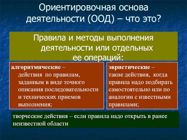 Ориентировочная основа деятельности (ООД) – что это? Правила и методы выполнения деятельности