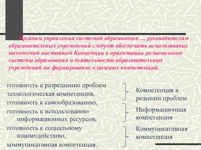 Органам управления системой образования…, руководителям образовательных учреждений следует обеспечить использование положений настоящей