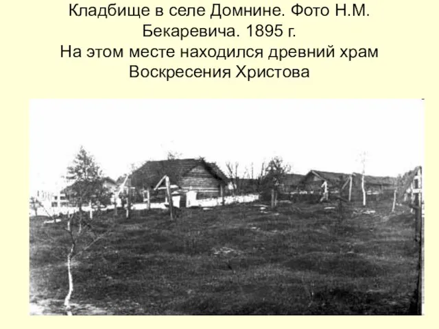 Кладбище в селе Домнине. Фото Н.М. Бекаревича. 1895 г. На этом месте