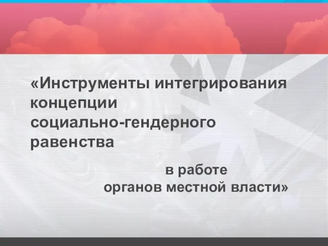 «Инструменты интегрирования концепции социально-гендерного равенства в работе органов местной власти»