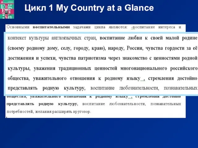 Цикл 1 My Country at a Glance