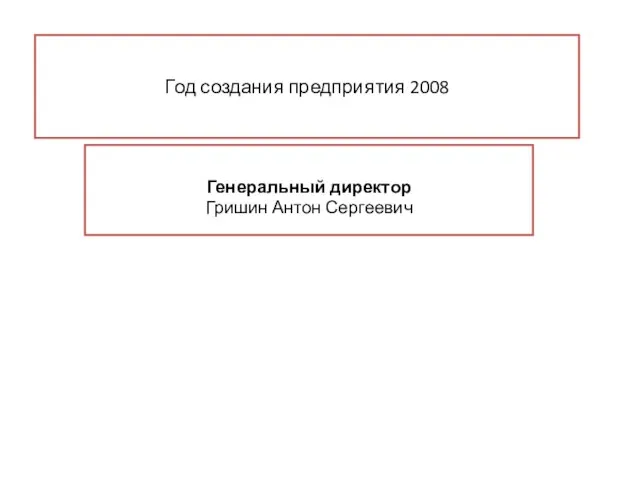 Год создания предприятия 2008 Генеральный директор Гришин Антон Сергеевич