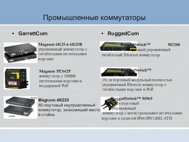 Промышленные коммутаторы GarrettCom RuggedCom Magnum 6K25 и 6K25R управляемый коммутатор с гигабитными