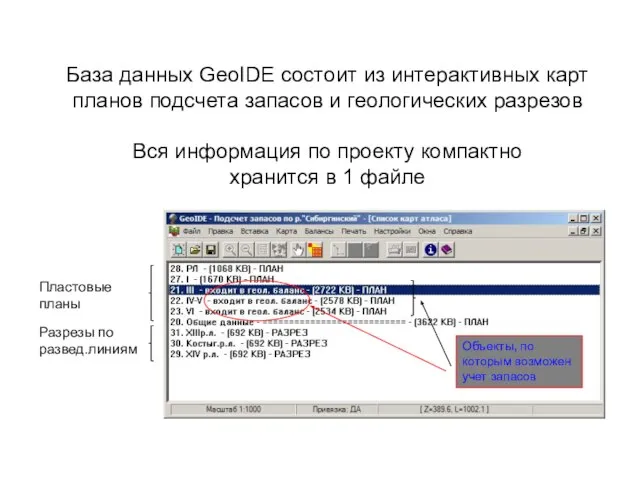 База данных GeoIDE состоит из интерактивных карт планов подсчета запасов и геологических