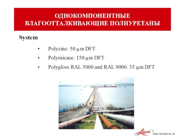 System Polyzinc: 50 µm DFT Polymicace: 150 µm DFT Polygloss RAL 3000