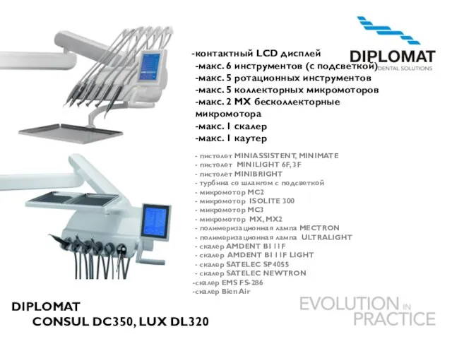 DIPLOMAT CONSUL DC350, LUX DL320 контактный LCD дисплей -макс. 6 инструментов (с