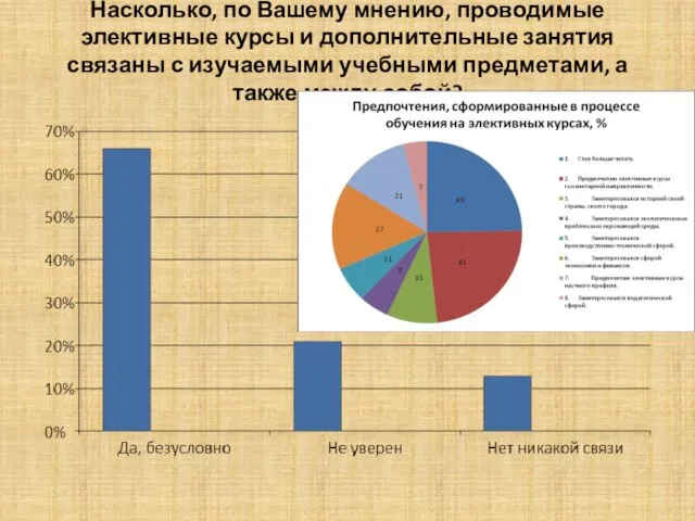 Насколько, по Вашему мнению, проводимые элективные курсы и дополнительные занятия связаны с