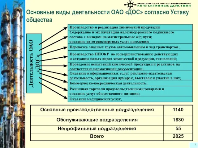 Основные виды деятельности ОАО «ДОС» согласно Уставу общества