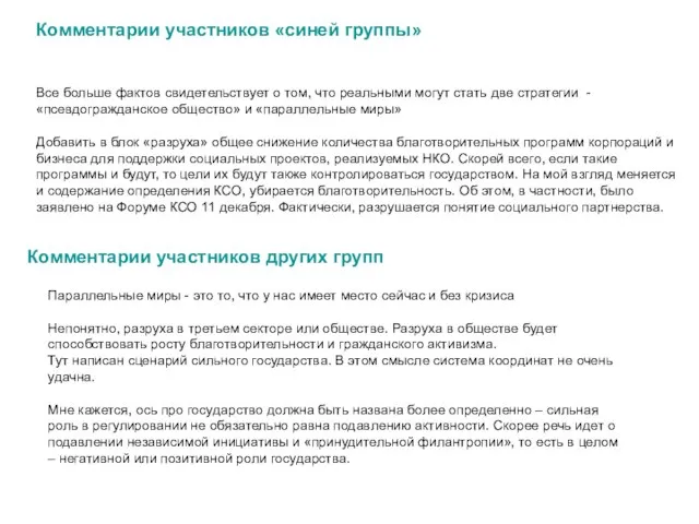 Комментарии участников «синей группы» Все больше фактов свидетельствует о том, что реальными