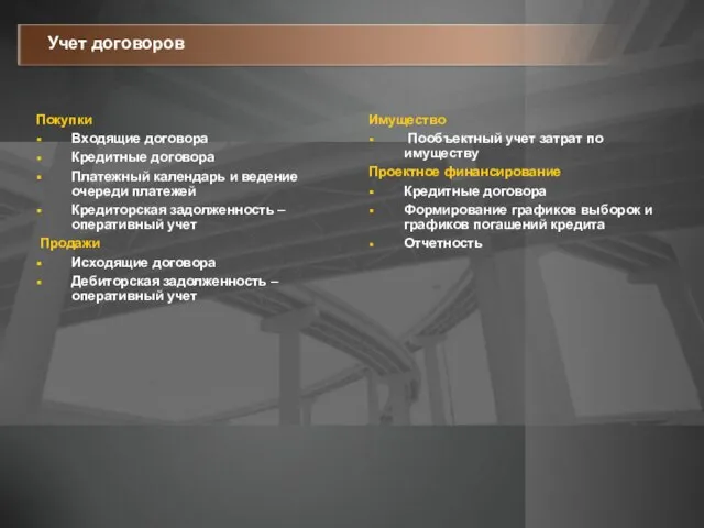 Покупки Входящие договора Кредитные договора Платежный календарь и ведение очереди платежей Кредиторская