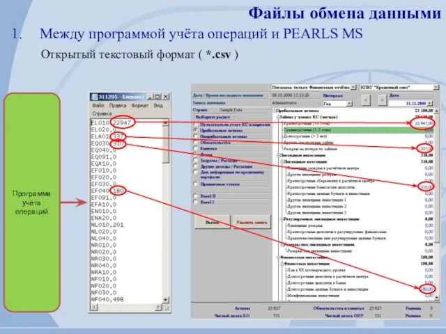 Файлы обмена данными Между программой учёта операций и PEARLS MS Открытый текстовый