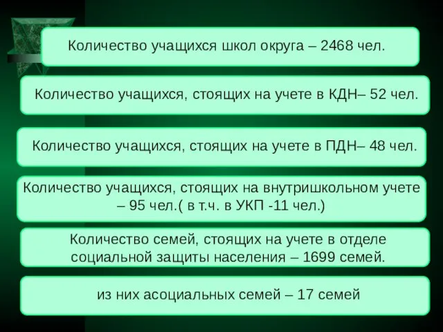 Количество учащихся, стоящих на учете в КДН– 52 чел. Количество учащихся, стоящих