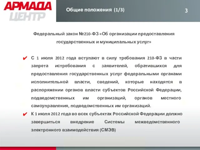 Федеральный закон №210-ФЗ «Об организации предоставления государственных и муниципальных услуг» С 1