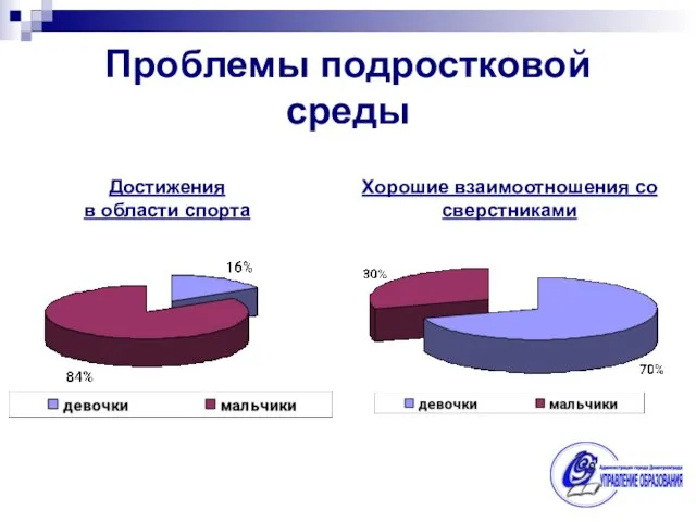 Проблемы подростковой среды Хорошие взаимоотношения со сверстниками Достижения в области спорта