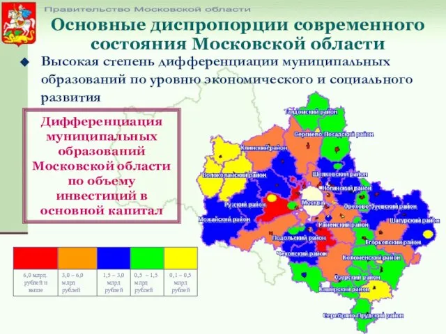 Высокая степень дифференциации муниципальных образований по уровню экономического и социального развития Основные