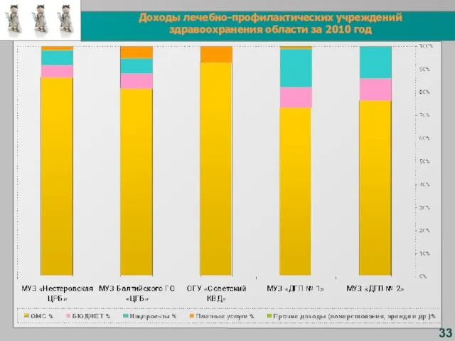 Доходы лечебно-профилактических учреждений здравоохранения области за 2010 год 33