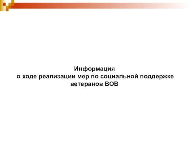 Информация о ходе реализации мер по социальной поддержке ветеранов ВОВ