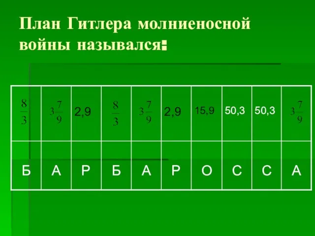 План Гитлера молниеносной войны назывался: