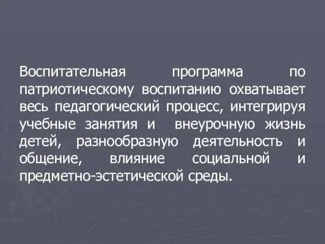 Воспитательная программа по патриотическому воспитанию охватывает весь педагогический процесс, интегрируя учебные занятия