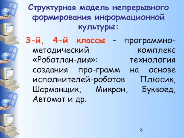 Структурная модель непрерывного формирования информационной культуры: 3-й, 4-й классы – программно-методический комплекс