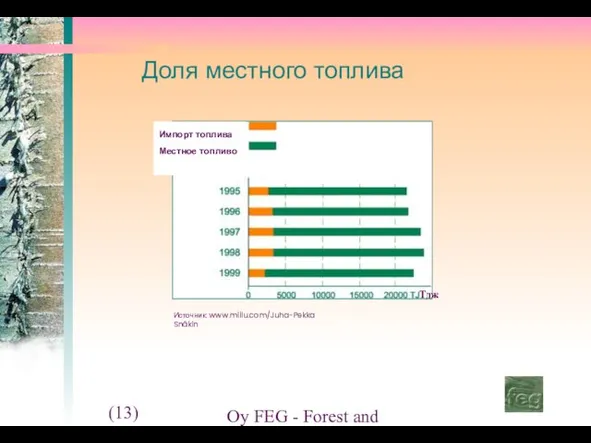 (13) Oy FEG - Forest and Environment Group Ltd. Доля местного топлива