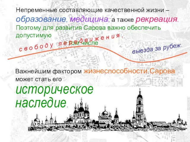 Важнейшим фактором жизнеспособности Сарова может стать его историческое наследие. Непременные составляющие качественной