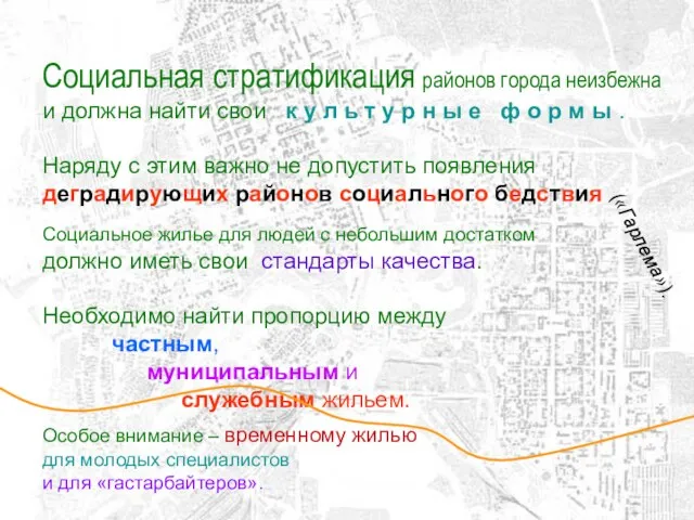 Социальная стратификация районов города неизбежна и должна найти свои к у л