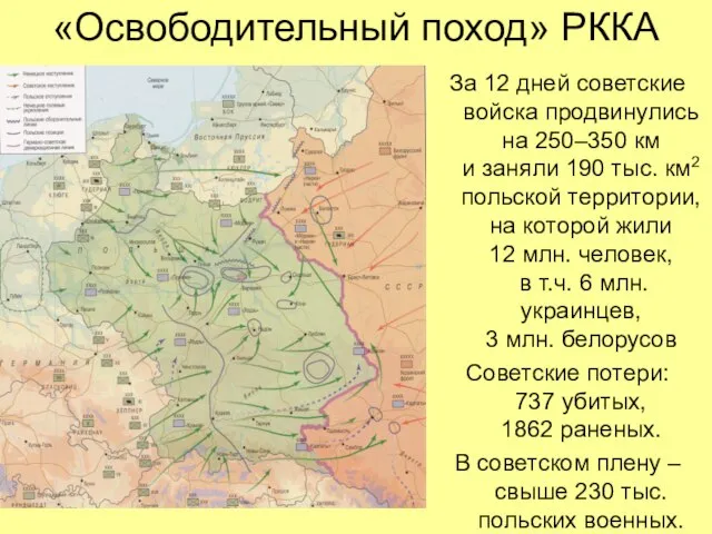 «Освободительный поход» РККА За 12 дней советские войска продвинулись на 250–350 км