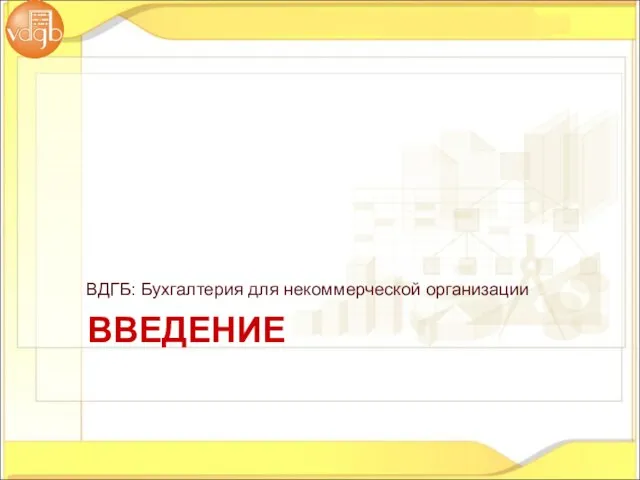 ВВЕДЕНИЕ ВДГБ: Бухгалтерия для некоммерческой организации