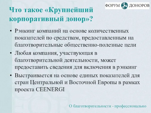 Что такое «Крупнейший корпоративный донор»? Рэнкинг компаний на основе количественных показателей по